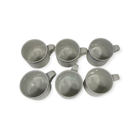 Dansk Set Of 6 White Coffee Mugs With Blue Rim Vintage Dishes Coffee Mugs - Picture 2 of 10